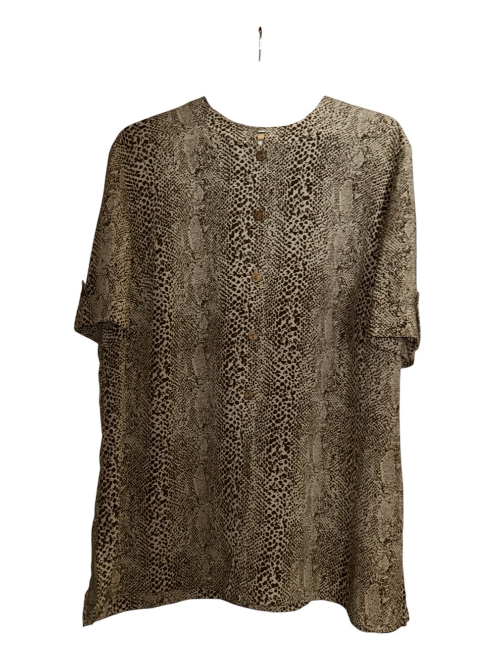 Dana Kay Taupe Snakeskin Button-Front Tunic